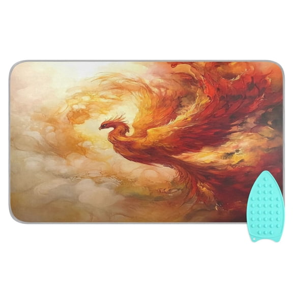 Wobogo Fire Phoenix Pattern Ironing Mat Blanket Quilted Washer Dryer Heat Resistant Pad Foldable for Easy Storage