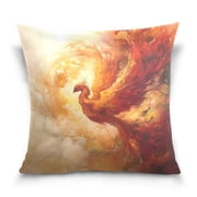 Wobogo Fire Phoenix Pattern Pillowcase Special Crystal Velvet Breathable and Comfortable Bedside Decorations Pillow 16 16in