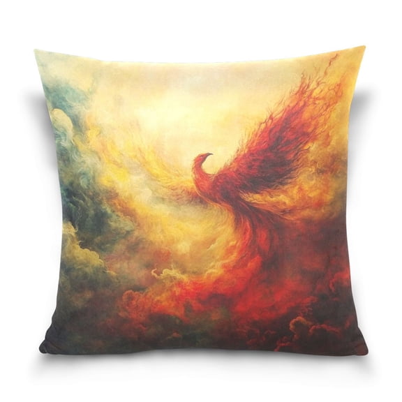 Wobogo Fire Phoenix Patterns Pillowcase Special Crystal Velvet Breathable and Comfortable Bedside Decorations Pillow 1616in