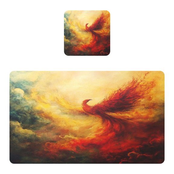Wobogo Fire Phoenix Patterns Placemats Coasters Set of 1 Heat-resistant Non-slip Easy to Clean Square Dinner Plate Mat