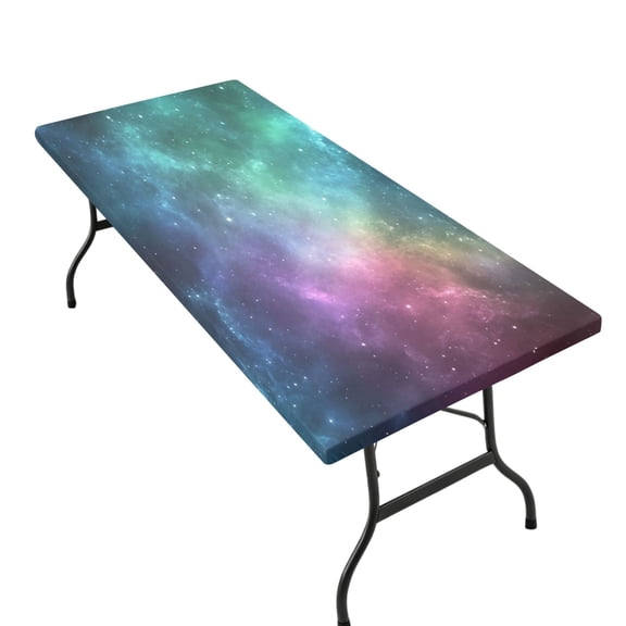 Wobogo Fitted Tablecloth for 6FT ,Deep Outer Space Table Stretch Elastic Table Cover for Indoor Outdoor Party Picnic