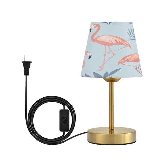 Wobogo Flamingo Pattern with Tropical Leaves Table Lamps Three-channel Adjustable Lighted Antique Brass Metal Base Simple Modern Style for Bedroom Nightstands Living Room and Office