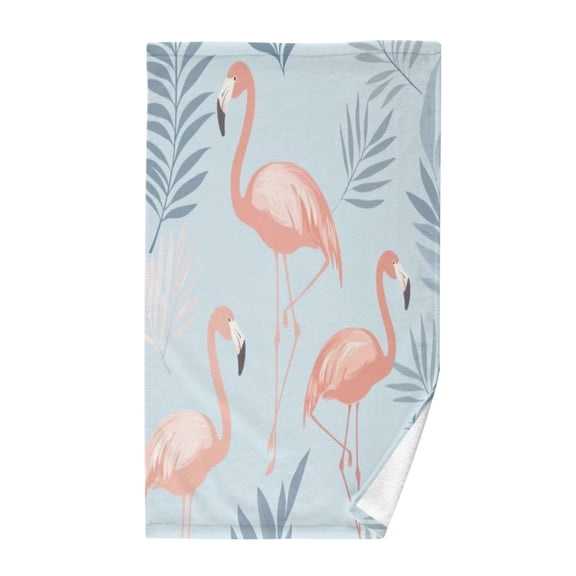 Wobogo Flamingo Pattern with Tropical Leaves Face Towel Soft Breathable Cotton Towel Set for Bathroom Kitchen Hotel Spa Gift Decor