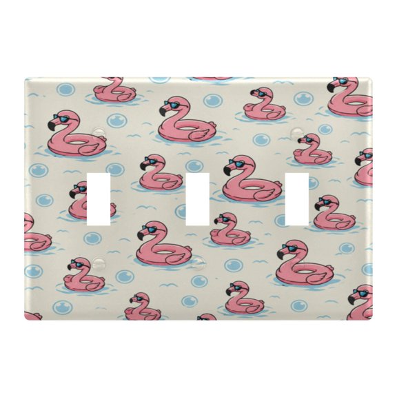 Wobogo Flamingo Swim Ring Switch Plates PC Flame Retardant Plastic Material Glossy Finish Smooth Touch 6.37x4.48x0.27in