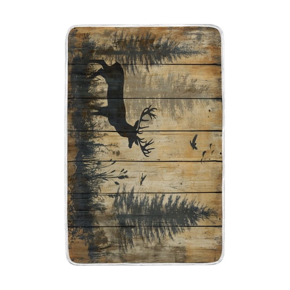 Wobogo Forest Deer Shadow Flannel Fleece Bed Blanket as Bedspread Coverlet Sofa Blankets (90x60in) Soft Lightweight Warm and Cozy