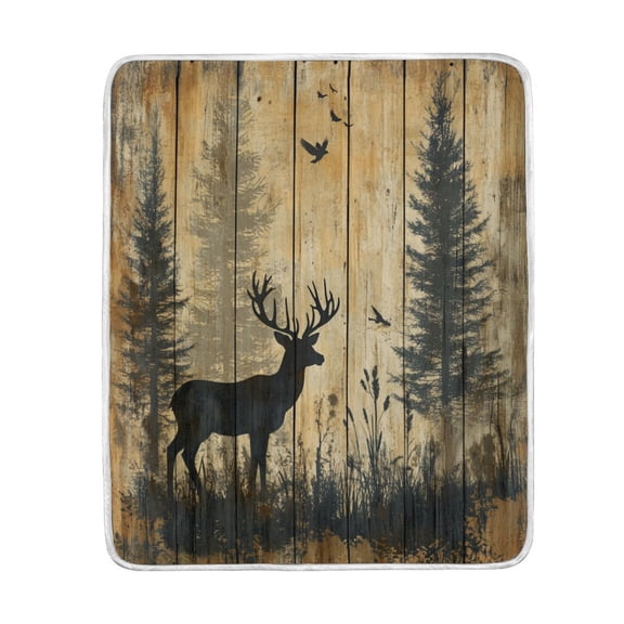 Wobogo Forest Deer Shadow Flannel Fleece Bed Blanket as Bedspread Coverlet Sofa blankets (80x60in) Soft Lightweight Warm and Cozy