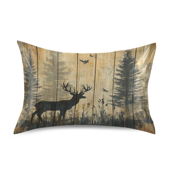 Wobogo Forest Deer Shadow Satin Pillowcase Soft Smooth Envelope Design Comfortable Bedding Essentials 20Ă—26in