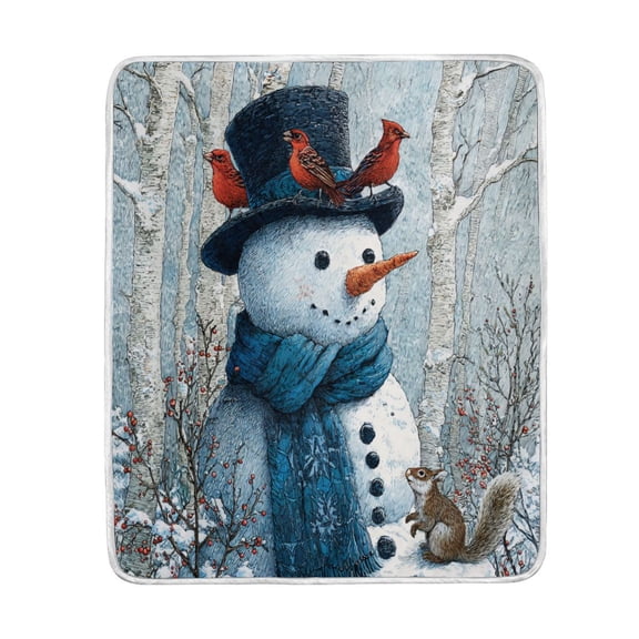 Wobogo Forest Snowman Flannel Fleece Bed Blanket as Bedspread Coverlet Sofa blankets (50x60in) Soft Lightweight Warm and Cozy