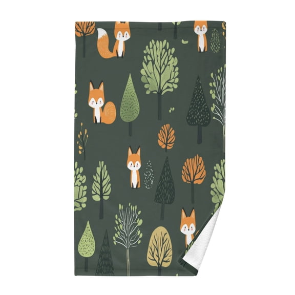 Wobogo Foxes in The Forest Face Towel Soft Breathable Cotton Towel Set for Bathroom Kitchen Hotel Spa Gift Decor
