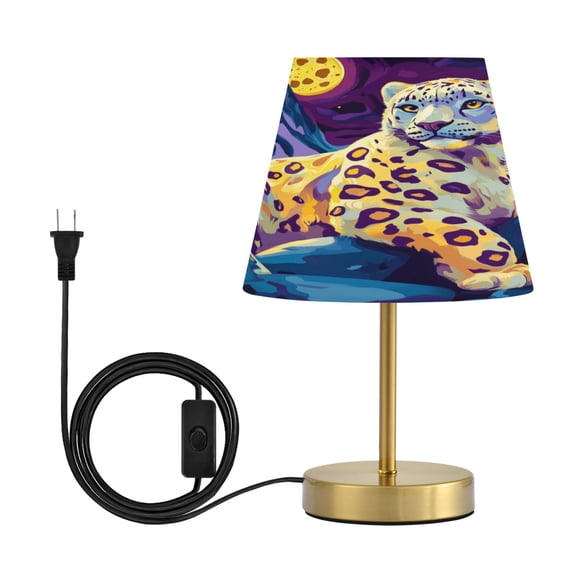Wobogo Full Moon Snow Leopard Table Lamps Three-channel Adjustable Lighted Antique Brass Metal Base Simple Modern Style for Bedroom Nightstands Living Room and Office