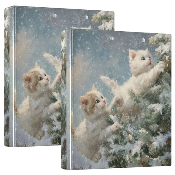 Wobogo Funny Cat File Folders Extra Large Capacity to Hold 200 Sheets of Documents Hard Shell Ring Binder for School Home Office