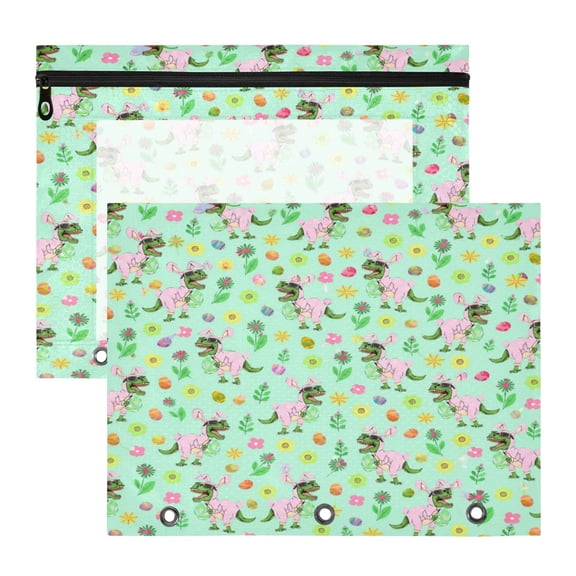 Wobogo Funny Rabbit Eared Dinosaur Zipper Document Bag Set 2 Pack Waterproof File Folder Pouch for School & Office, 12.29.45in