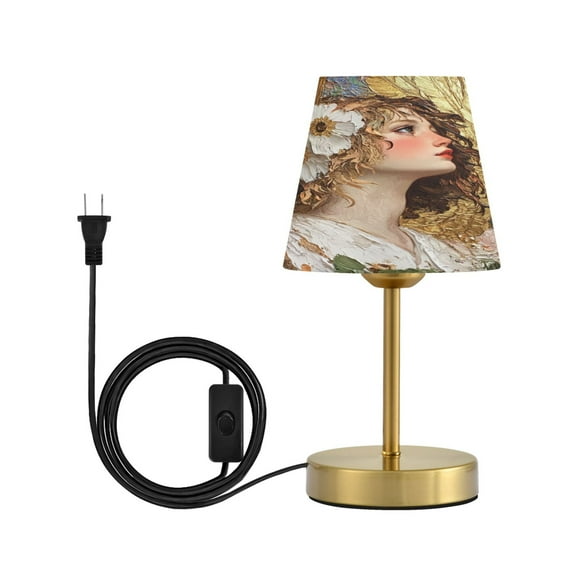 Wobogo Garden Angel Table Lamps Three-channel Adjustable Lighted Antique Brass Metal Base Simple Modern Style for Bedroom Nightstands Living Room and Office