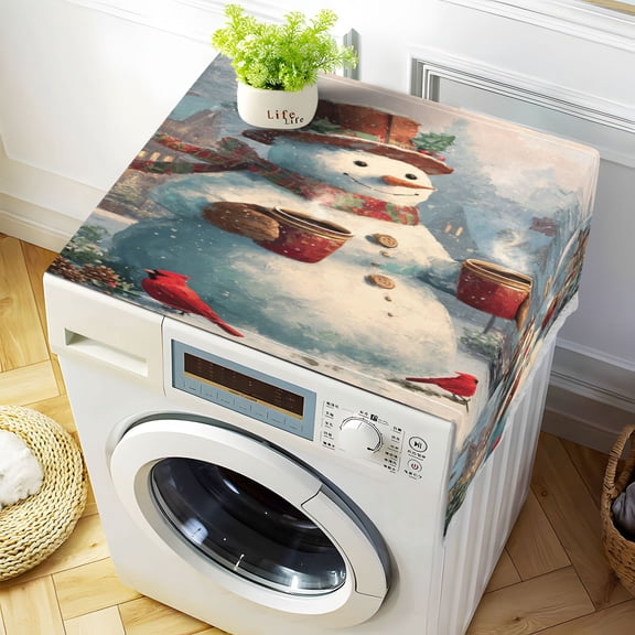 Wobogo Gentle Snowman Washing Machine Cloth Dryer Refrigerator Top Cover Protective Non-Slip Mat For Kitchen Laundry