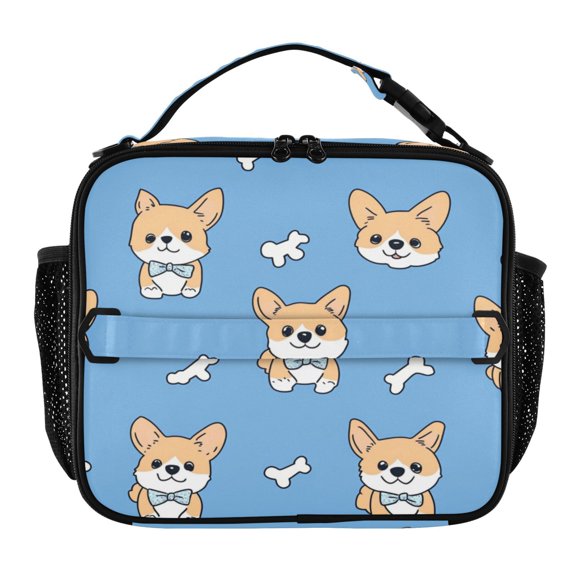 Wobogo Gentleman Corgi Lunch Bag Insulated Portable Cooler Tote Bag for for Adults Kids Work Office School Picnic Beach