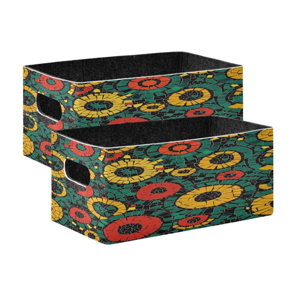 Wobogo Geometric Circle Figure Decorative Folding Storage Basket Set of 2 for Desktop Bedroom Living Room Dressing Table