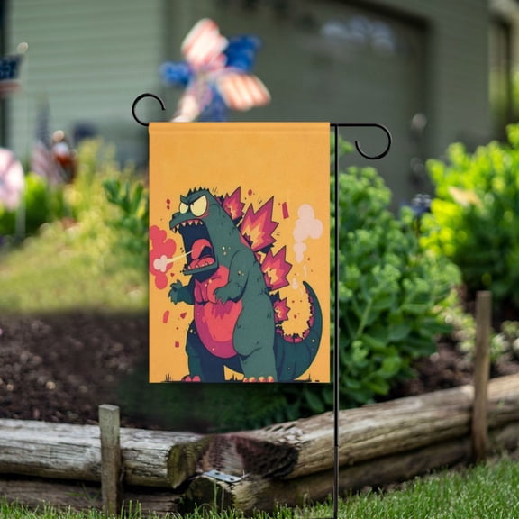 Wobogo Giant Dinosaur Garden Flag 12×18 Inch Double Sided For Outdoor Yard Decoration
