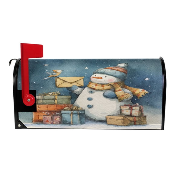 Wobogo Gift Snowman Mailbox Cover Magnetic for Garden Yard Home Decor Standard Size 25.4×20.78in