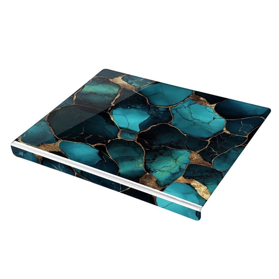 Wobogo Gild Dark Green Marble Acrylic Cutting Board with Counter Lip 16.5"x13.4 Perfect for Bread Meat Veggies & More Great Kitchen Essential Gadgets & Decor