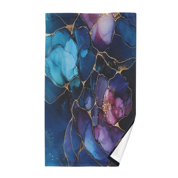 Wobogo Gilt Blue Marbles Face Towel Soft Breathable Cotton Towel Set for Bathroom Kitchen Hotel Spa Gift Decor
