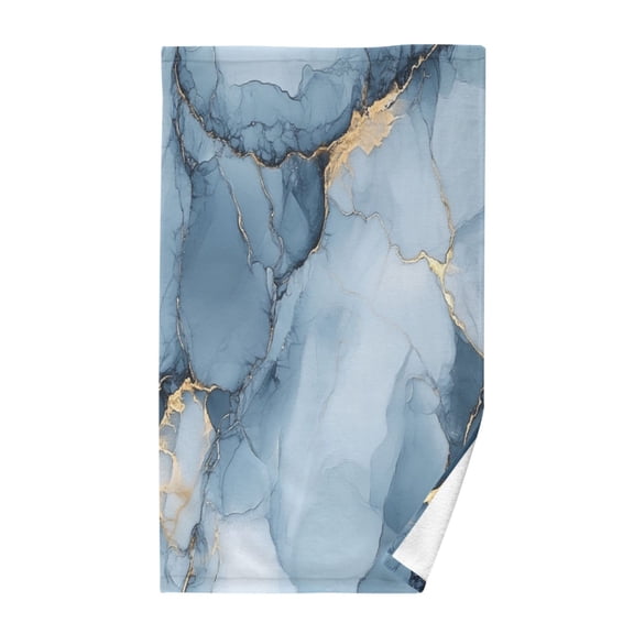 Wobogo Gilt Light Blue Marbles Face Towel Soft Breathable Cotton Towel Set for Bathroom Kitchen Hotel Spa Gift Decor
