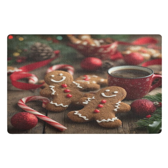 Wobogo Gingerbread Cookies Highly Absorbent Polyester Doormat Anti-slip Anti-fouling Indoor Outdoor Entrance Welcome Mat 3220in