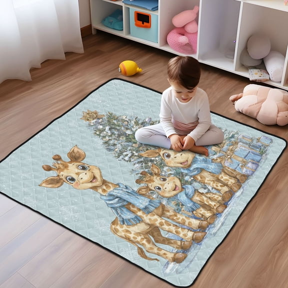 Wobogo Giraffe Family Baby Playmats Extra Large Waterproof Rollable Activity Non Slip Pads for Toddlers 5050in