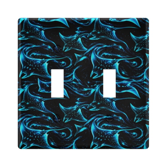 Wobogo Glow Mantas Switch Plates PC Flame Retardant Plastic Material Glossy Finish Smooth Touch 4.56x4.48x0.27in