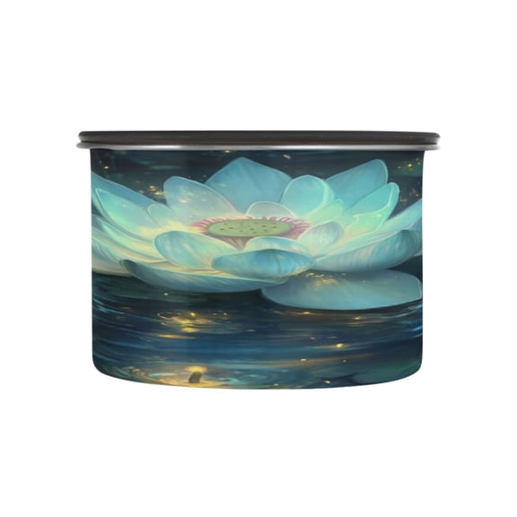 Wobogo Glowing Lotus Flower Food Storage Jars 304 Food Grade Stainless Steel Canisters With Vacuum Airtight Lids for Coffee Snacks Nuts Cereal 500ML