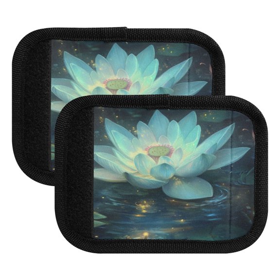 Wobogo Glowing Lotus Flower Luggage Handle Wrap 2Pcs Suitcase Identifier Travel Accessories Affordable Durable Concealed Tag For Airport Leaf