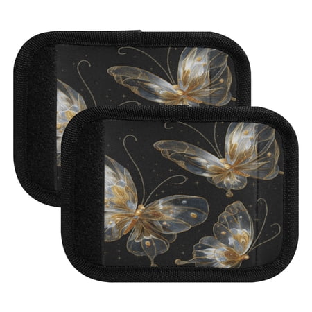 Wobogo Gold Transparent Butterfly Luggage Handle Wrap 2Pcs Suitcase Identifier Travel Accessories Affordable Durable Concealed Tag For Airport Leaf
