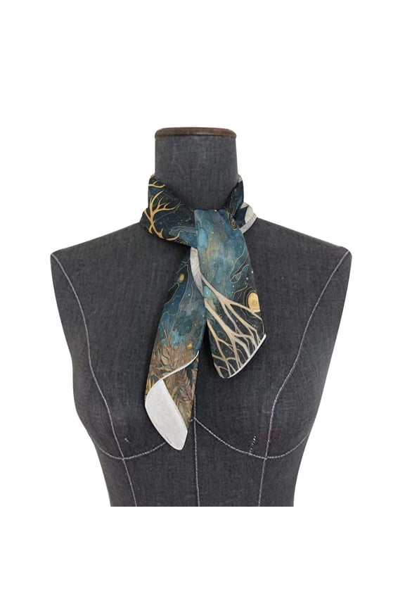 Wobogo Golden Antlered Deer Square Scarf 23.62 x 23.62 In Lightweight Polyester Silk-Feel Neck Scarf for Women Fashion Head Scarf Hair Wrap Bandana