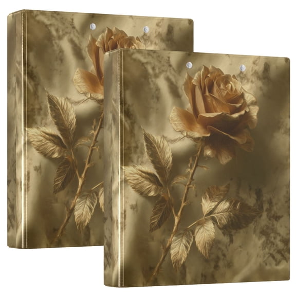 Wobogo Golden Flower File Folders Extra Large Capacity to Hold 200 Sheets of Documents Hard Shell Ring Binder for School Home Office