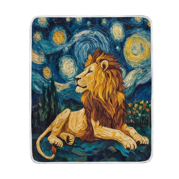 Wobogo Golden Lion King Flannel Fleece Bed Blanket as Bedspread Coverlet Sofa blankets (80x60in) Soft Lightweight Warm and Cozy