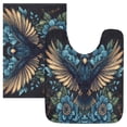 thumbnail image 1 of Wobogo Golden Winged Crow Pattern U-Shaped Toilet Bath Mat Set Super Soft Absorbent Quick Dry Memory Foam Non Slip Bathroom Rugs for Tub Shower and Single Sink, 1 of 9