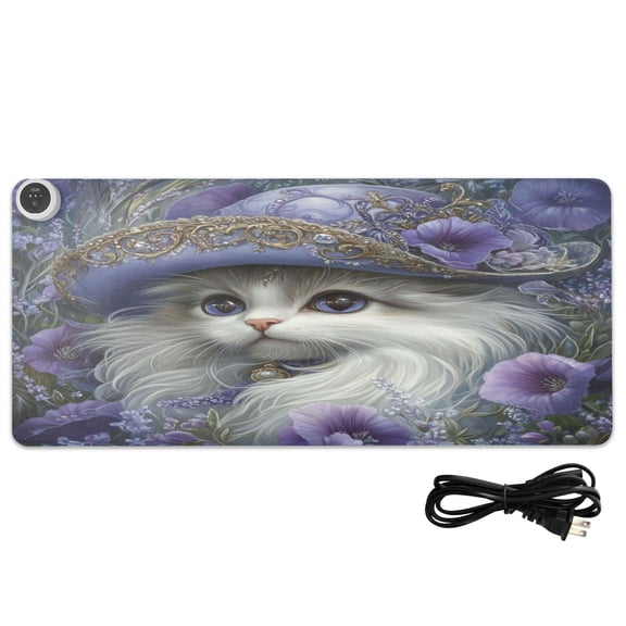 Wobogo Gorgeous Persian Cat Heated Mouse Pad With 3 Heating Levels and 3-hour Auto Shut-Off Protection Ideal for Computer Keyboards Home Office Hand-warming Essential