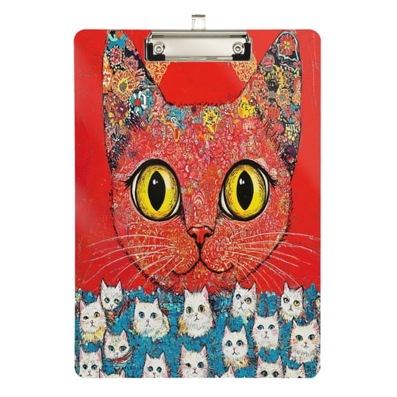 Wobogo Graffiti Cat Acrylic A4 Clipboards Silver Clip Stardard Size 9×12.5in Office Decorative for Students Workers