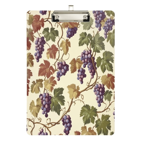 Wobogo Grape Seamless Picture Acrylic A4 Clipboards Silver Clip Stardard Size 9×12.5in Office Decorative for Students Workers