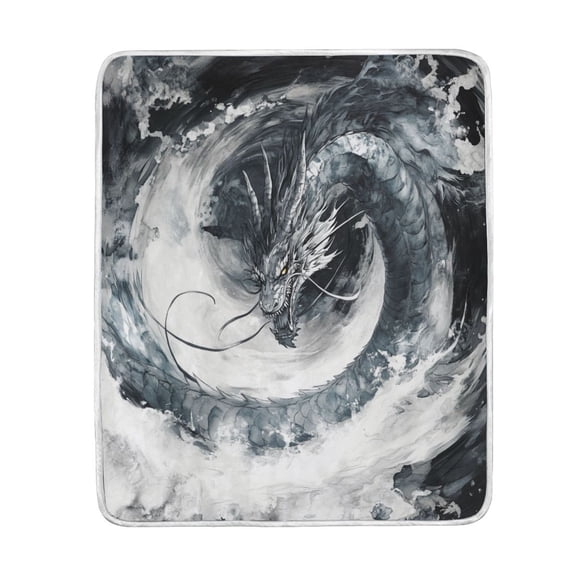 Wobogo Gray Dragon Flannel Fleece Bed Blanket as Bedspread Coverlet Sofa blankets (80x60in) Soft Lightweight Warm and Cozy
