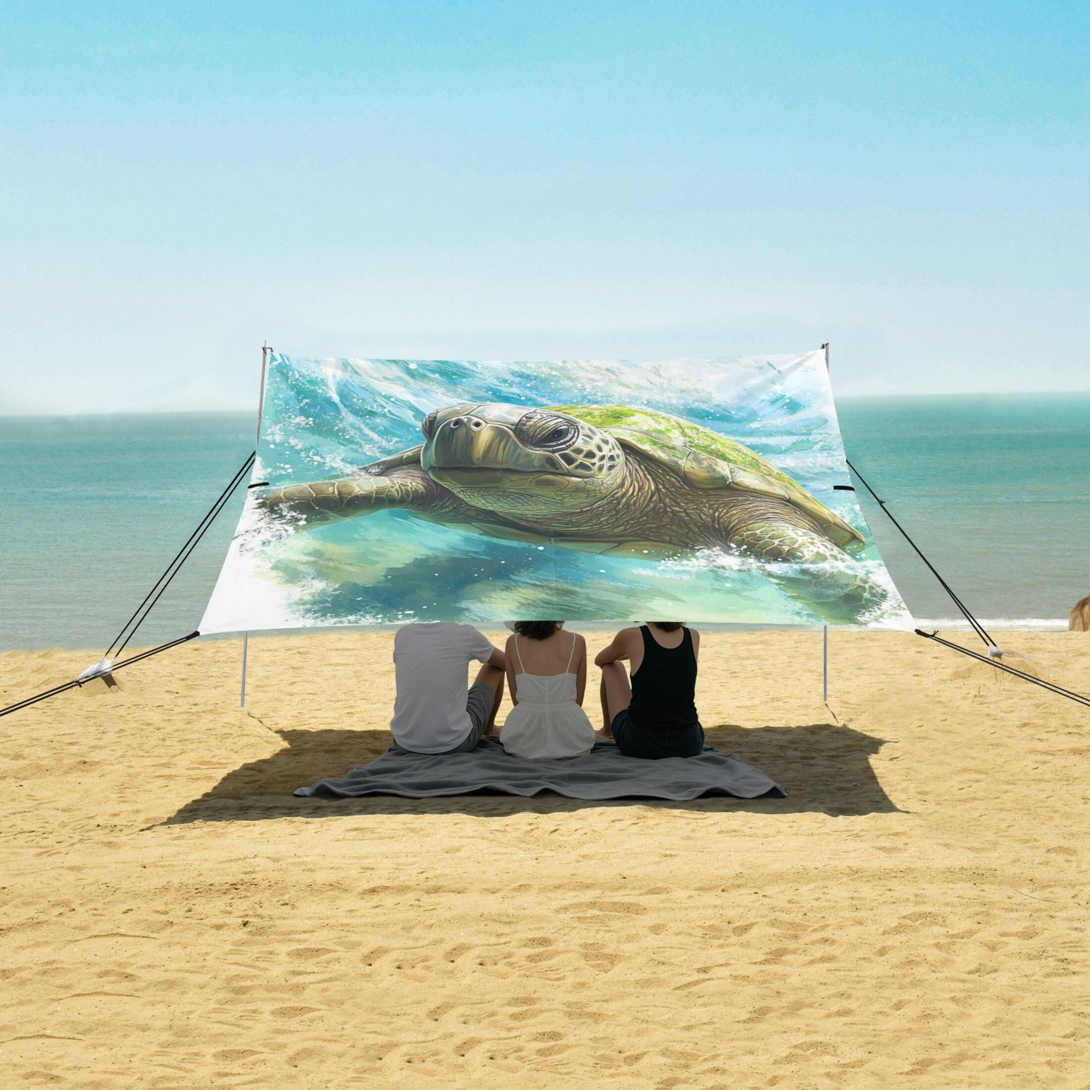 Wobogo Great Turtle Beach Tent Camping Sun Shelter 110 x 125in