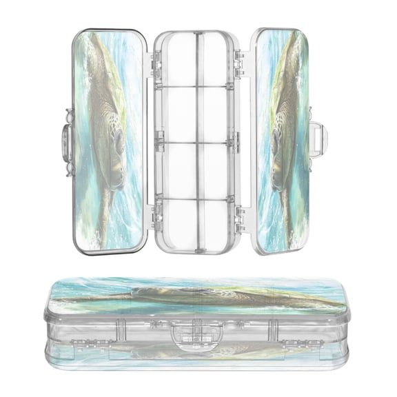Wobogo Great Turtle Clear Pencil Case Plastic Pencilboxes Stackable Design Study Materials for Classroom Office