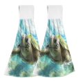 thumbnail image 1 of Wobogo Great Turtle Hand Towel Set of 2 Absorbent for Kitchen and Bathroom With Velcro Hanging Loop 18.2×14in, 1 of 7