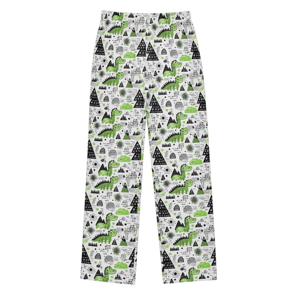 Wobogo Green Cartoon Dinosaur Long Pajama Pants Bottoms Soft Sleepwear with Pockets