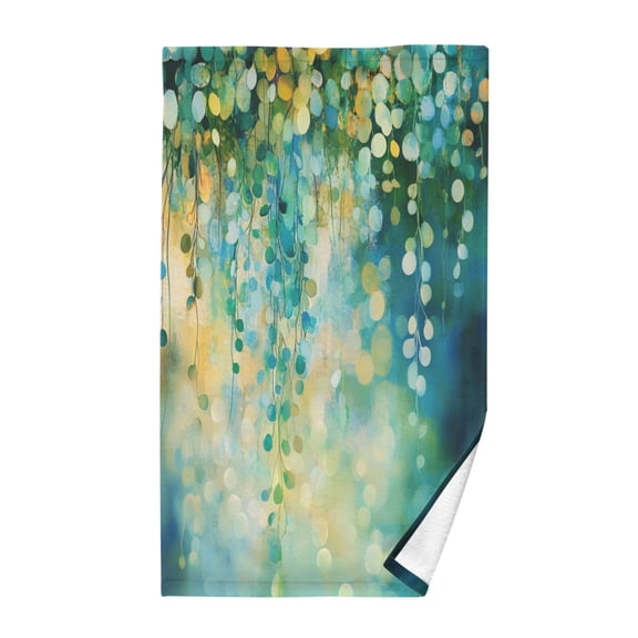 Wobogo Green Flower Leaves Face Towel Soft Breathable Cotton Towel Set for Bathroom Kitchen Hotel Spa Gift Decor