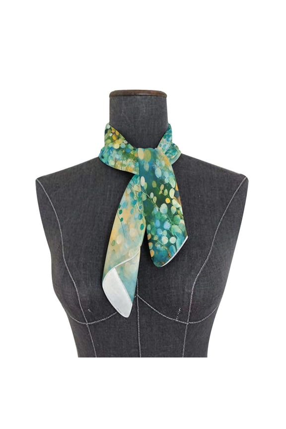 Wobogo Green Flower Leaves Square Scarf 23.62 x 23.62 In Lightweight Polyester Silk-Feel Neck Scarf for Women Fashion Head Scarf Hair Wrap Bandana