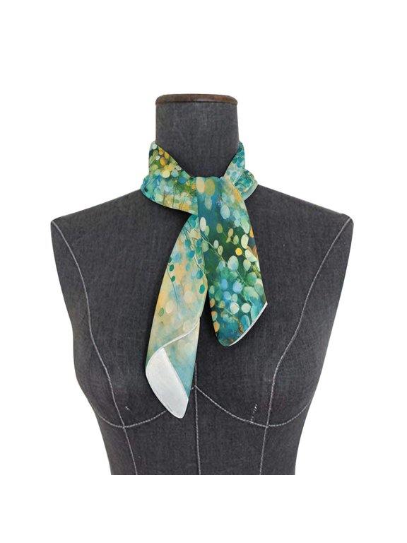 Wobogo Green Flower Leaves Square Scarf 23.62 x 23.62 In Lightweight Polyester Silk-Feel Neck Scarf for Women Fashion Head Scarf Hair Wrap Bandana