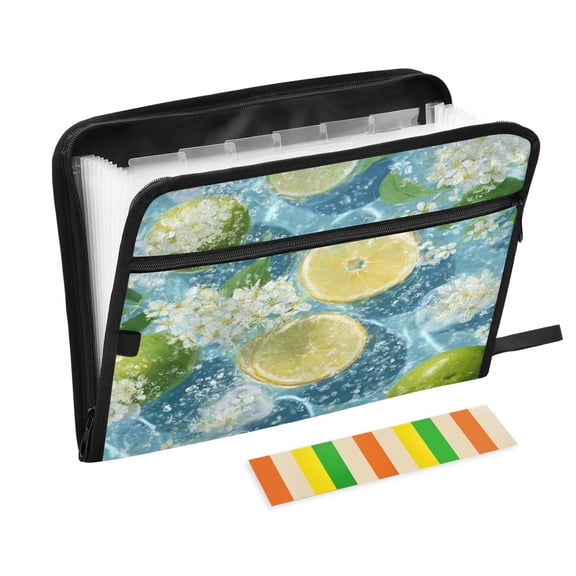 Wobogo Green Lemon Expanding File Folder Letter Size Accordion Filing Organizer 13 Pocket Separate Organ Pocket