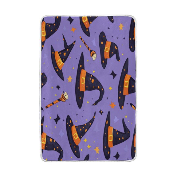 Wobogo Halloween Magic Hat Flannel Fleece Bed Blanket as Bedspread Coverlet Sofa Blankets (90x60in) Soft Lightweight Warm and Cozy
