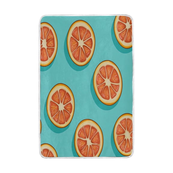 Wobogo Halved Orange Pattern Flannel Fleece Bed Blanket as Bedspread Coverlet Sofa Blankets (90x60in) Soft Lightweight Warm and Cozy