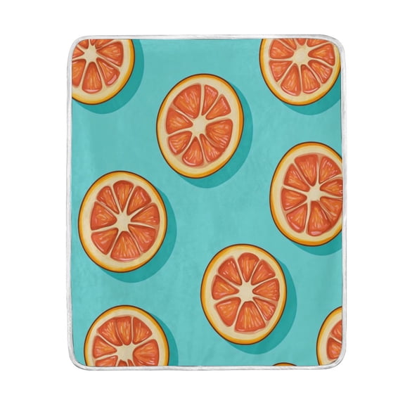 Wobogo Halved Orange Pattern Flannel Fleece Bed Blanket as Bedspread Coverlet Sofa blankets (80x60in) Soft Lightweight Warm and Cozy